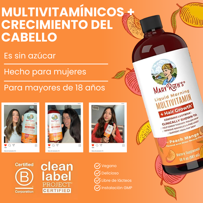 Multivitamínico líquido + Crecimiento del cabello